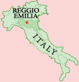 Map of Italy showing Reggio Emilia